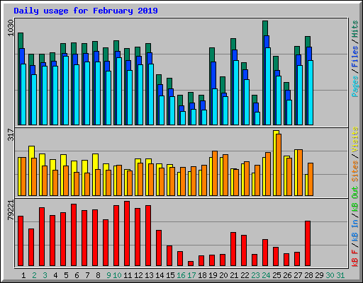 Daily usage for February 2019