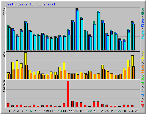 Daily usage for June 2021