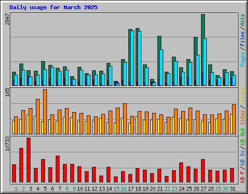Daily usage for March 2025