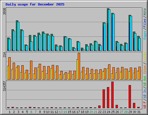 Daily usage for December 2025