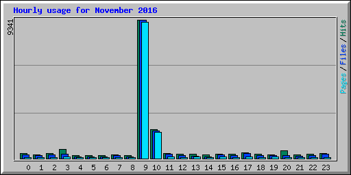 Hourly usage for November 2016