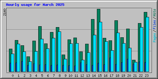 Hourly usage for March 2025